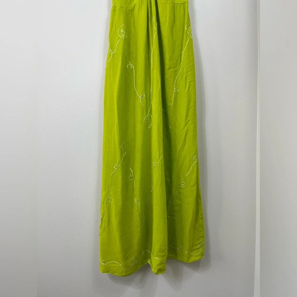 Iland Planet Miami Beach Elegant Green Embroidered Dress Straps Beach Size S/M? - Picture 3 of 16